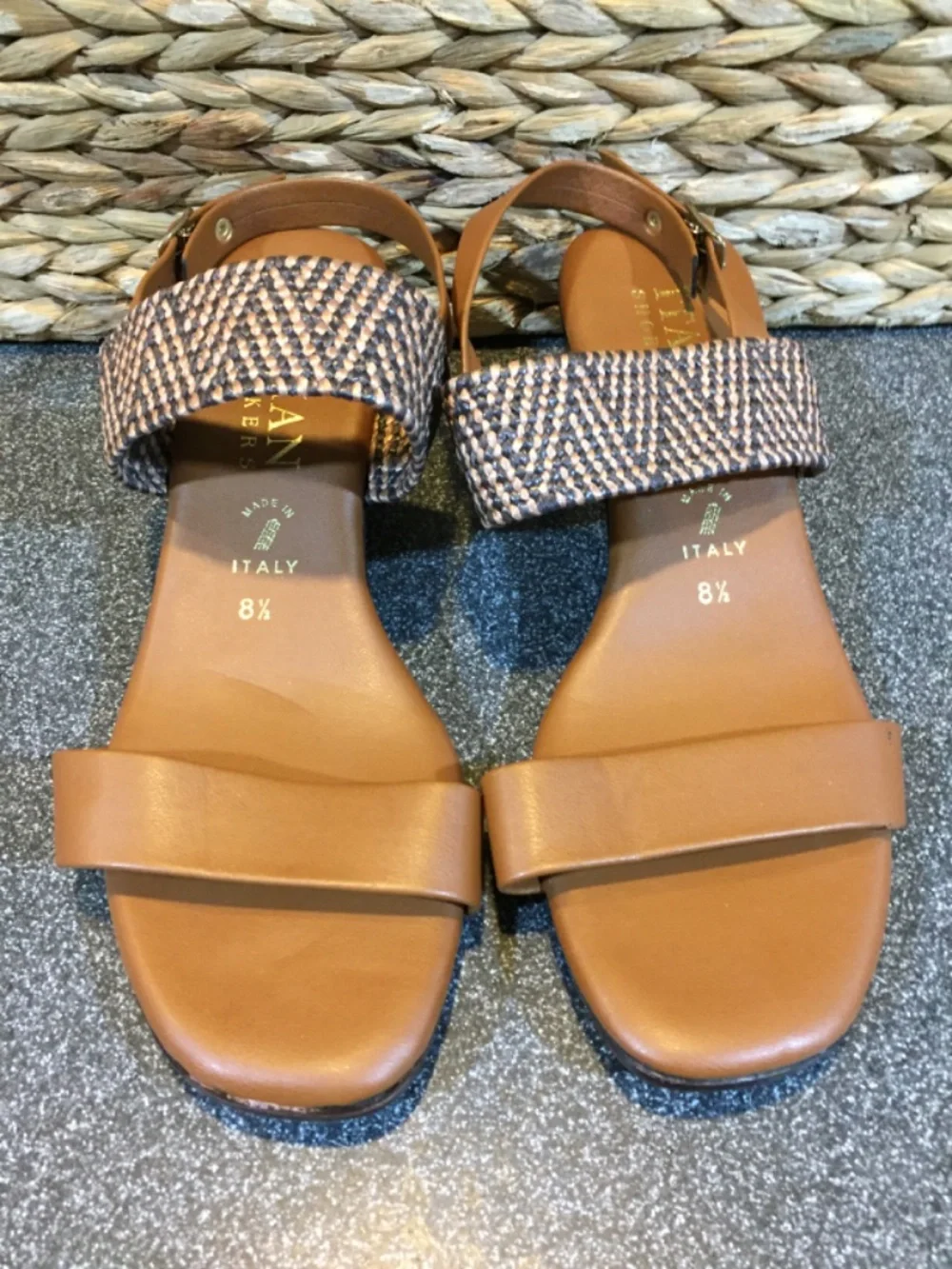 Italian Shoemakers Brown Tan Two-Strap Sandals